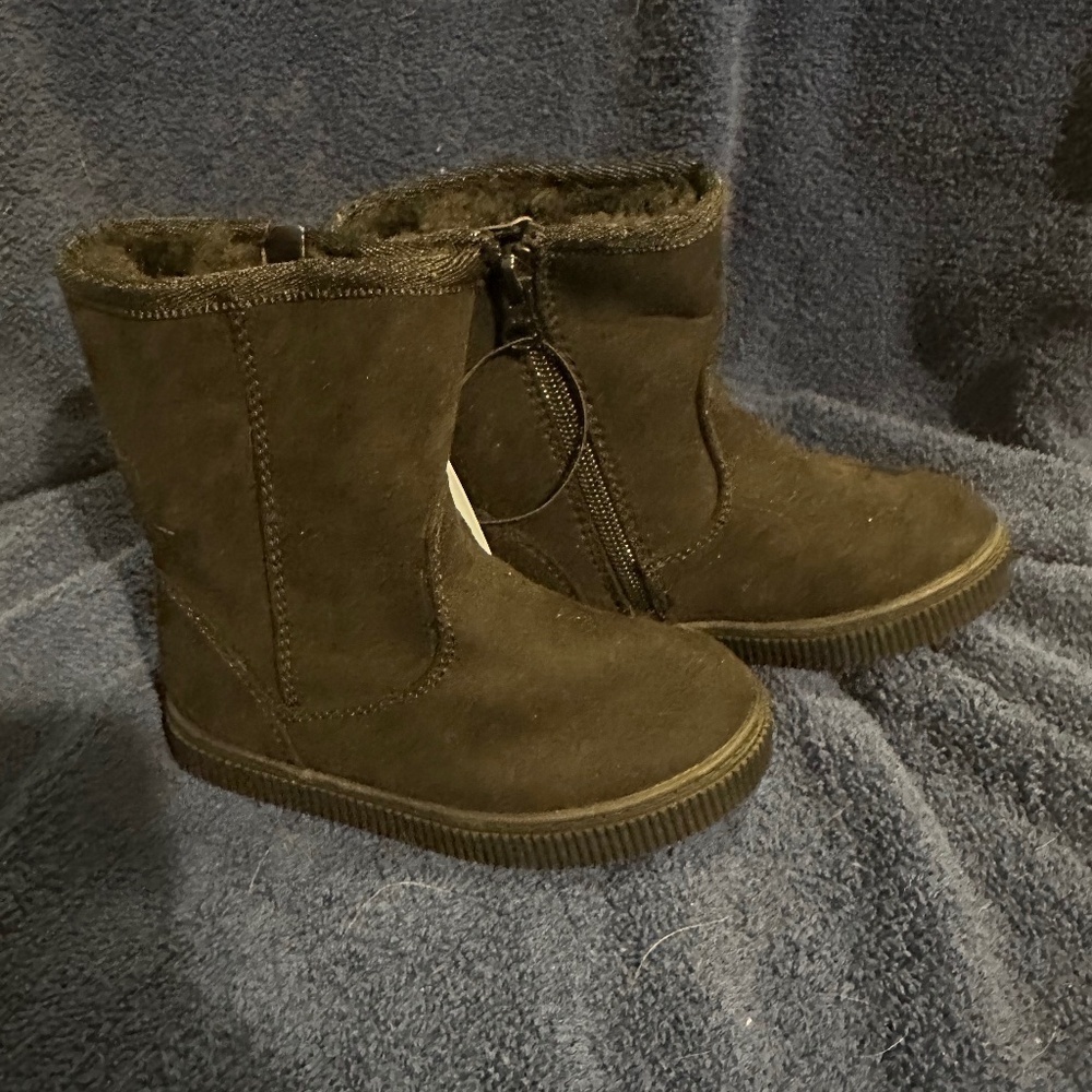 Toddler Girls Pip Black Shearling Style Zipper Boots 8T